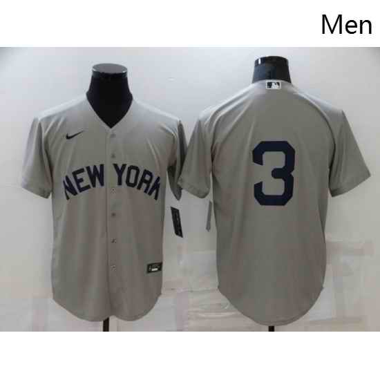 Men's Nike New York Yankees #3 Babe Ruth Authentic Gray Game Jersey